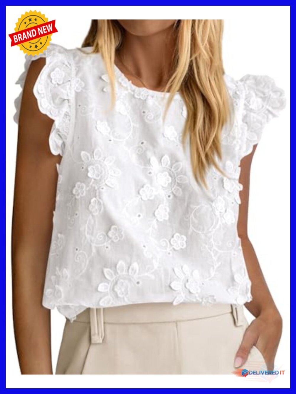 Lace Embroidered Eyelet Boho Blouse Cap Sleeve Summer Top Women Dressy Casual